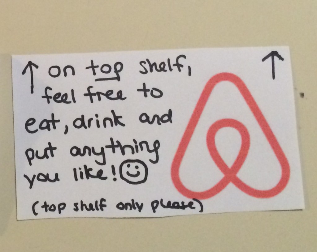 airbnb sign fridge